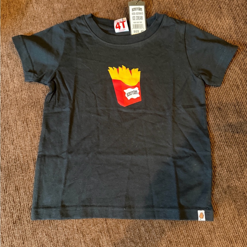 Black Kids T-Shirt with French Fry Graphic